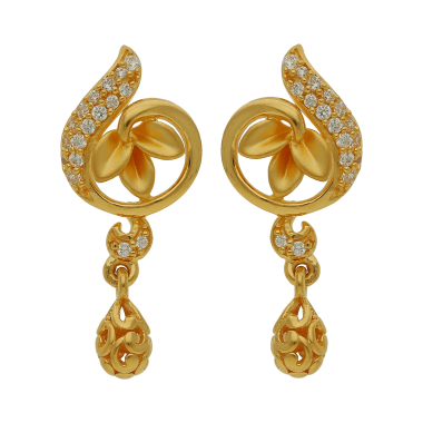 Glimmer Floral And Drop Gold Earrings